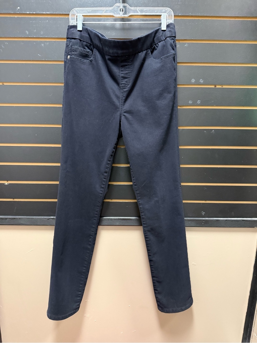 Liz Claiborne Amber Pull On Skinny Pants Black Stretch Size 12 Tall